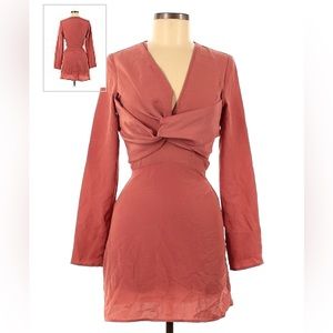 Missguided salmon color long sleeve dress
